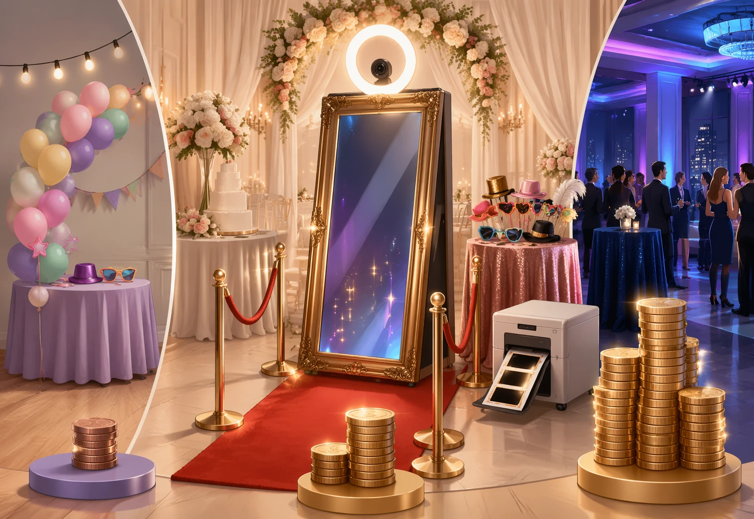 Comparison chart of mirror booth features and pricing impact