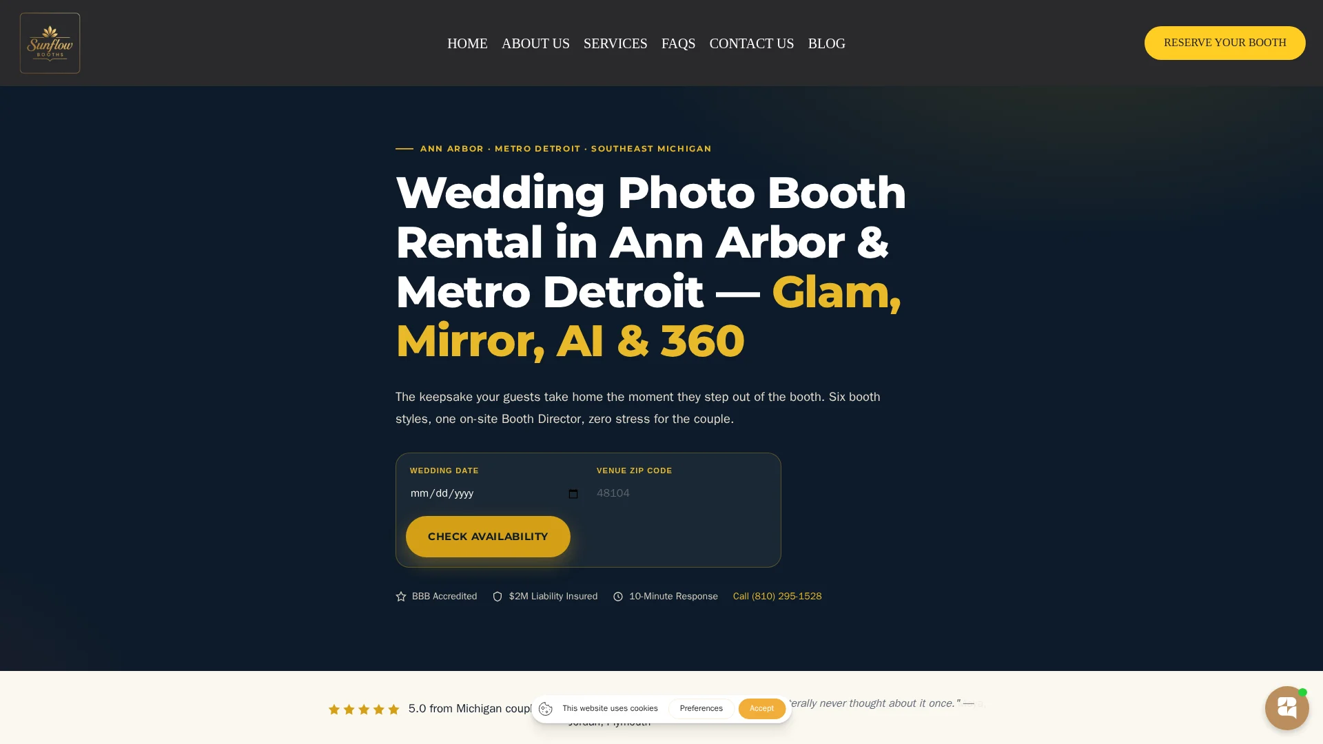 Custom open-air backdrop with Michigan-ready styling
